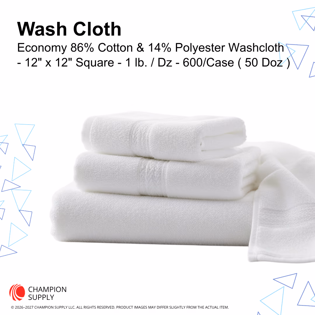 Economy 12X12 Wash Cloth, Case of 50